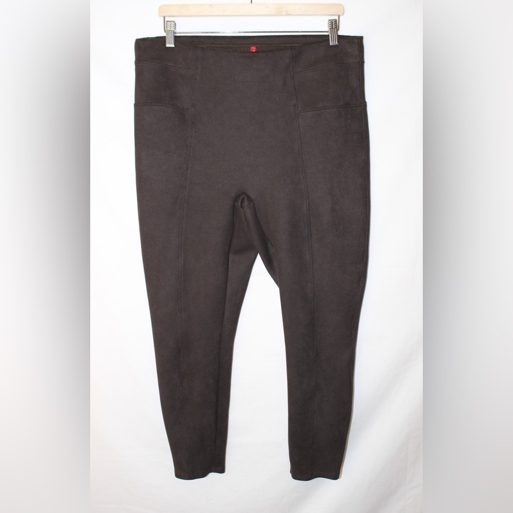 Spanx High Waist Brown Faux Suede Leggings Size 1X Petite